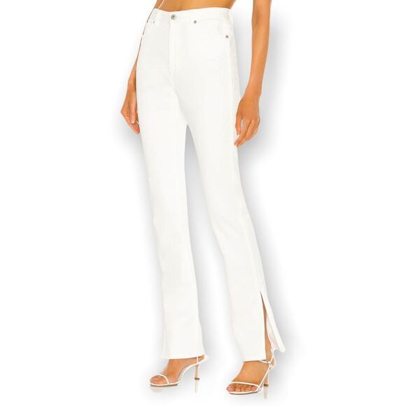 Something Navy Nina Denim Pants with Slit in White 6 - Picture 2 of 11